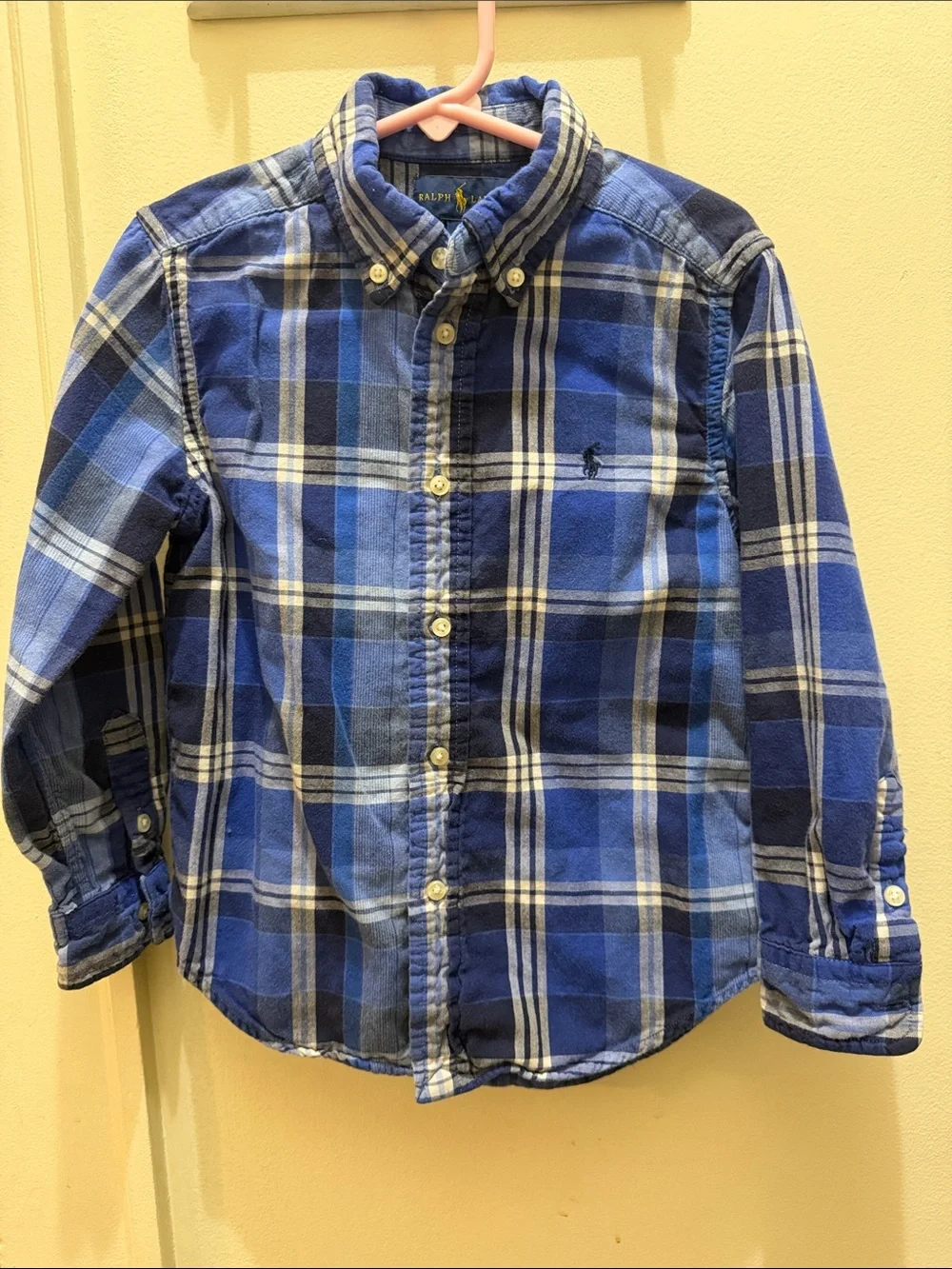 Ralph Lauren Blue Navy and White Plaid Button-Down Shirt
